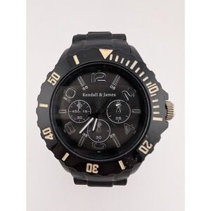 Kendall & James Watch Men Rotating Bezel Black Silicone Band- New‎ Battery